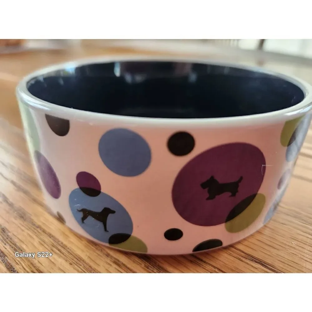 Signature housewares Room Created Big Dots ceramic dog food bowl
